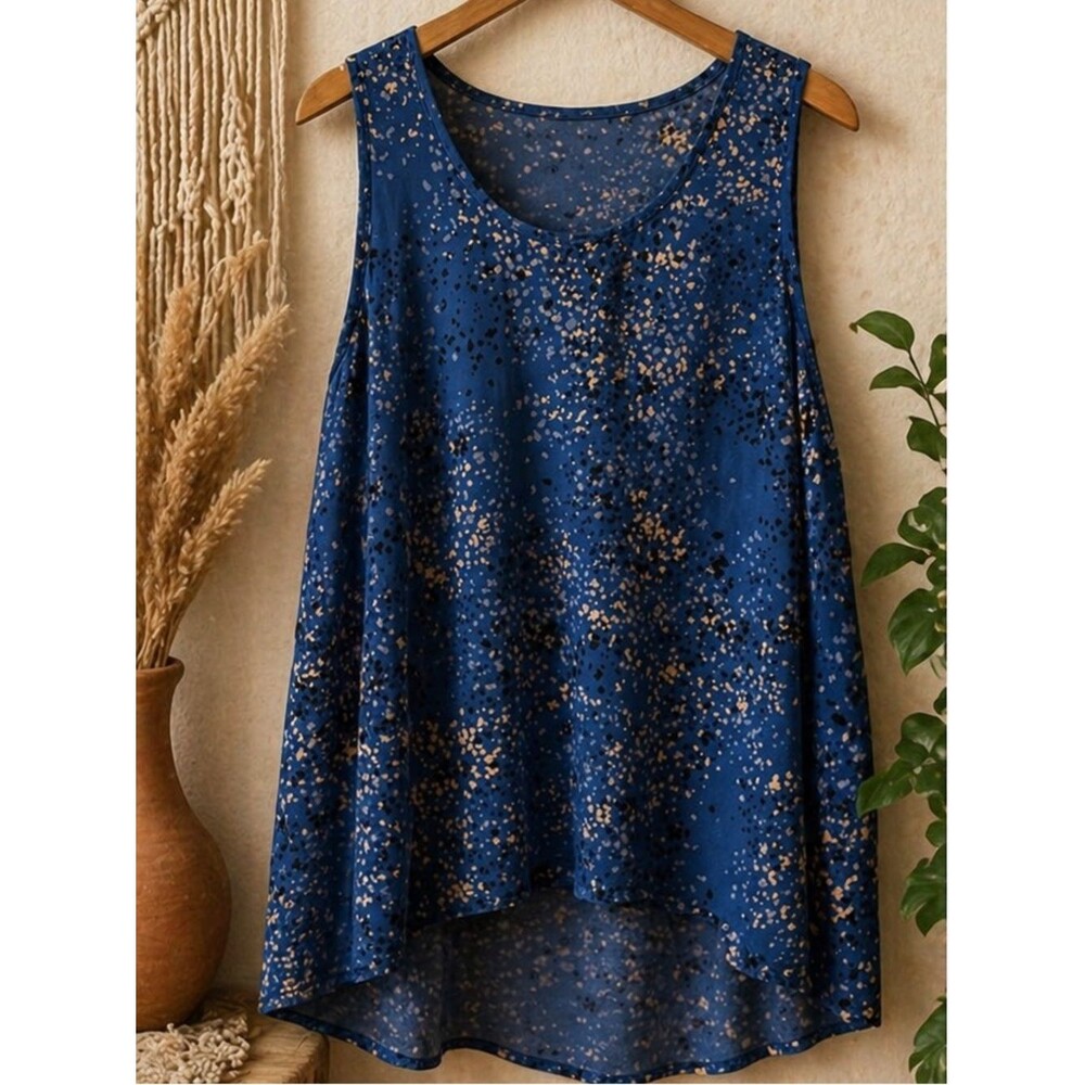 Madison Grey Sprinkled Pattern Tank Blouse Size XXL